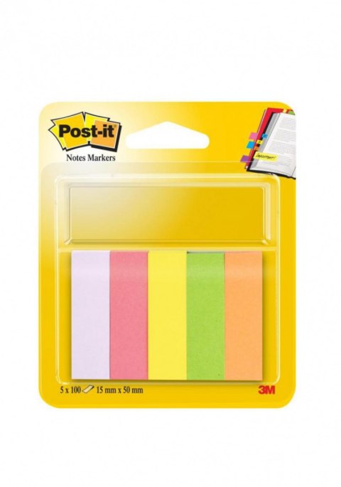 Znaczniki POST-IT (670/5), papier, 15x50mm, 5x100 kart., mix kolorów neonowy Znaczniki POST-IT (670/5), papier, 15x50mm, 5x100 kart., mix kolorów neonowy