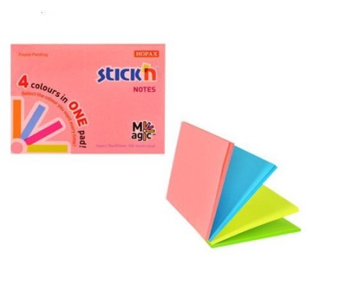 Bloczek STICKN MAGIC PAD 76x101mm neon mix kolorów 21572 Bloczek STICKN MAGIC PAD 76x101mm neon mix kolorów 21572