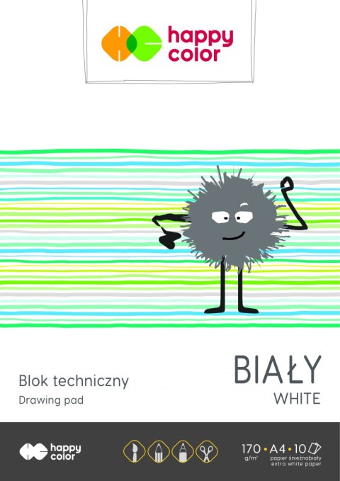 Blok techniczny biały A4, 170g, 10 ark, Happy Color HA 3550 2030-0 Blok techniczny biały A4, 170g, 10 ark, Happy Color HA 3550 2030-0