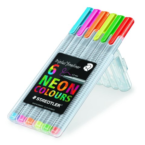 Cienkopis triplus, trójkątny, 0.3 mm, 6 kol. NEON w etui box, Staedtler S 334 SB6CS3 Cienkopis triplus, trójkątny, 0.3 mm, 6 kol. NEON w etui box, Staedtler S 334 SB6CS3