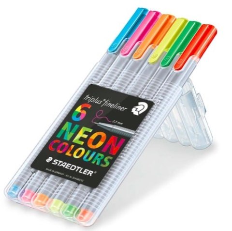 Cienkopis triplus, trójkątny, 0.3 mm, 6 kol. NEON w etui box, Staedtler S 334 SB6CS3 Cienkopis triplus, trójkątny, 0.3 mm, 6 kol. NEON w etui box, Staedtler S 334 SB6CS3