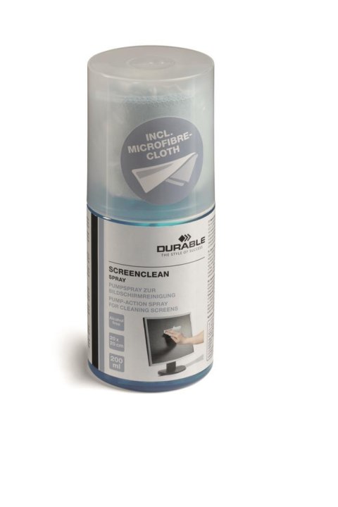 Zestaw do czyszczenia ekranów DURABLE (582300) płyn 200ml+ścierka fluid Zestaw do czyszczenia ekranów DURABLE (582300) płyn 200ml+ścierka fluid