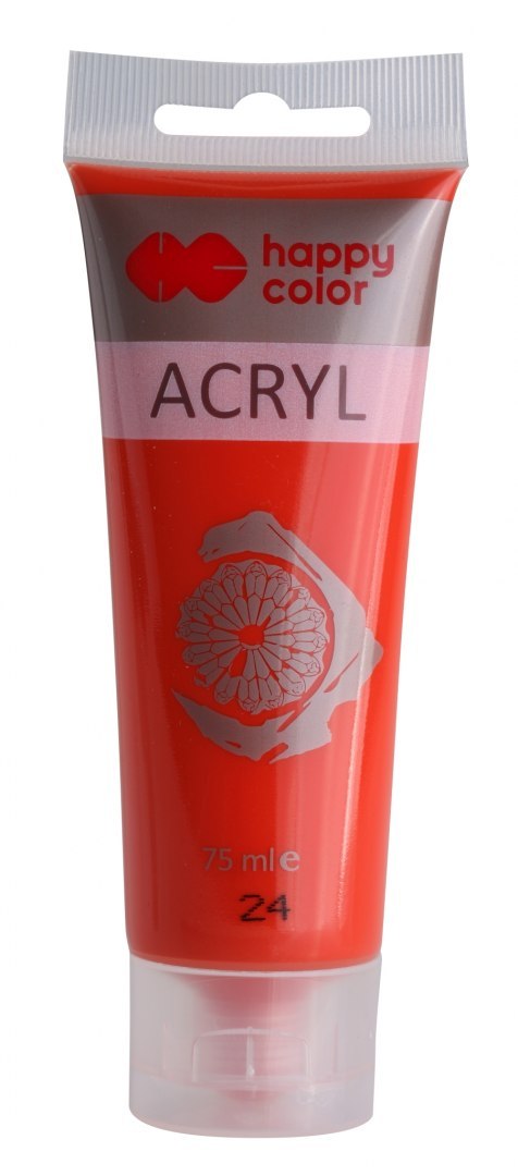 Farba akrylowa 75ml, jasnoczerwony, Happy Color HA 7370 0075-24 Farba akrylowa 75ml, jasnoczerwony, Happy Color HA 7370 0075-24