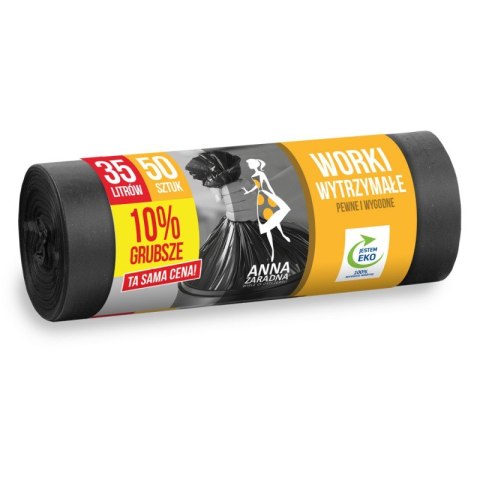 Worki na śmieci 35l wytrzym.HDLD (50szt.)czarne ANNA ZARADNA WNS0516/40 Worki na śmieci 35l wytrzym.HDLD (50szt.)czarne ANNA ZARADNA WNS0516/40