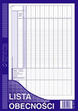 Lista obecnośći A4, 40 kartek offset, 10-506-1 DOTTS