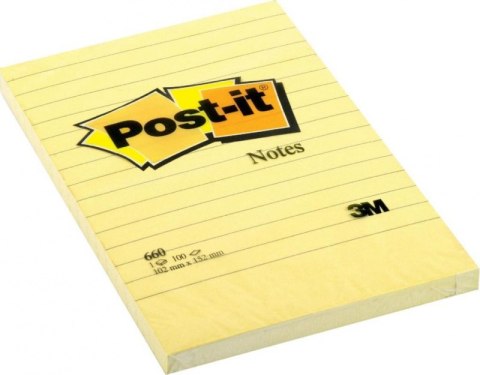 Bloczek samoprzylepny POST-IT w linię (660), 102x152mm, 1x100 kart., żółty Bloczek samoprzylepny POST-IT w linię (660), 102x152mm, 1x100 kart., żółty