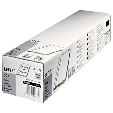 Grzbiety wsuwane LEITZ A4/3mm niebieski do 30 kartek 50szt 21772 Grzbiety wsuwane LEITZ A4/3mm niebieski do 30 kartek 50szt 21772