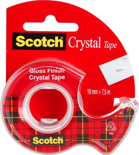 Taśma biurowa SCOTCH Crystal Clear (6-1975), transparentna, 19mm, 7, 5m Taśma biurowa SCOTCH Crystal Clear (6-1975), transparentna, 19mm, 7, 5m
