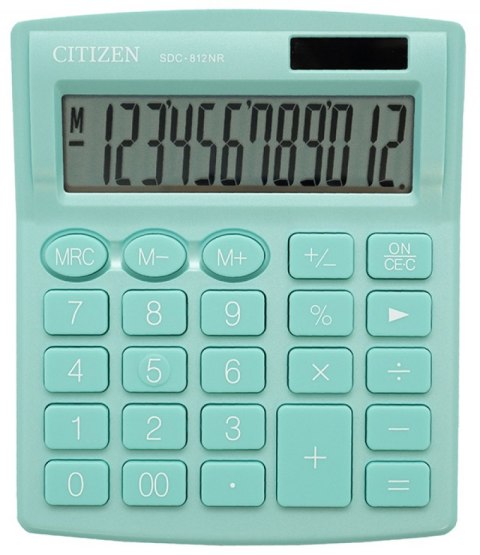 Kalkulator biurowy CITIZEN SDC-812NRGRE, 12-cyfrowy, 127x105mm, zielony Kalkulator biurowy CITIZEN SDC-812NRGRE, 12-cyfrowy, 127x105mm, zielony