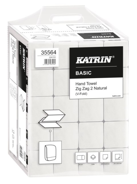 Ręczniki składane KATRIN BASIC Zig Zag 2 Natural, ZZ, 20 x 200, Handy Pack, 35564, opakowanie: 20 owijek Ręczniki składane KATRIN BASIC Zig Zag 2 Natural, ZZ, 20 x 200, Handy Pack, 35564, opakowanie: 20 owijek