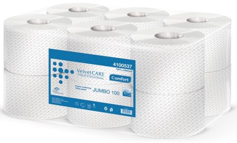 Papier toaletowy celuloza, 2 warstwy, biały, 100m - 800 listków (12szt) VELVET PROFESSIONAL JUMBO 4100537 Papier toaletowy celuloza, 2 warstwy, biały, 100m - 800 listków (12szt) VELVET PROFESSIONAL JUMBO 4100537