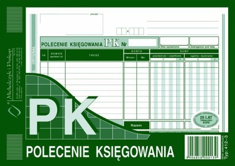 412-3 Polecenie księgowania A5(o+k) MICHALCZYK&PROKOP 80 kartek 412-3 Polecenie księgowania A5(o+k) MICHALCZYK&PROKOP 80 kartek