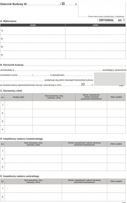 Dziennik budowy A4, album 20 stron, 10-603-1Z DOTTS Dziennik budowy A4, album 20 stron, 10-603-1Z DOTTS
