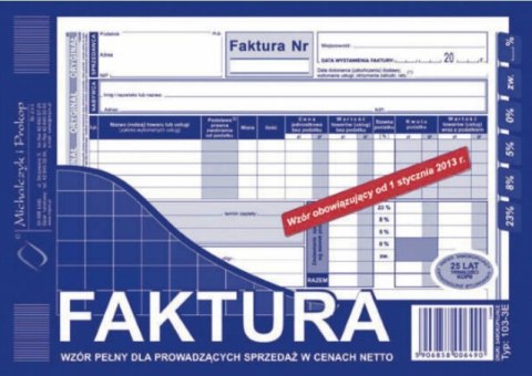 Faktura VAT netto (pełna) A5, 80 kartek (1+2) 10-103-3E DOTTS Faktura VAT netto (pełna) A5, 80 kartek (1+2) 10-103-3E DOTTS