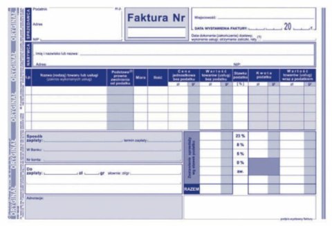Faktura VAT netto (pełna) A5, 80 kartek (1+2) 10-103-3E DOTTS Faktura VAT netto (pełna) A5, 80 kartek (1+2) 10-103-3E DOTTS