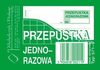 571-9 PJ Przepustka jednorazowa A7 (80 MICHALCZYK I PROKOP ) 571-9 PJ Przepustka jednorazowa A7 (80 MICHALCZYK I PROKOP )
