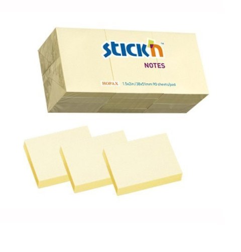 Bloczki STICKN 38x51mm żółty pastele 12bloczków x 100 kartek 21530 Bloczki STICKN 38x51mm żółty pastele 12bloczków x 100 kartek 21530