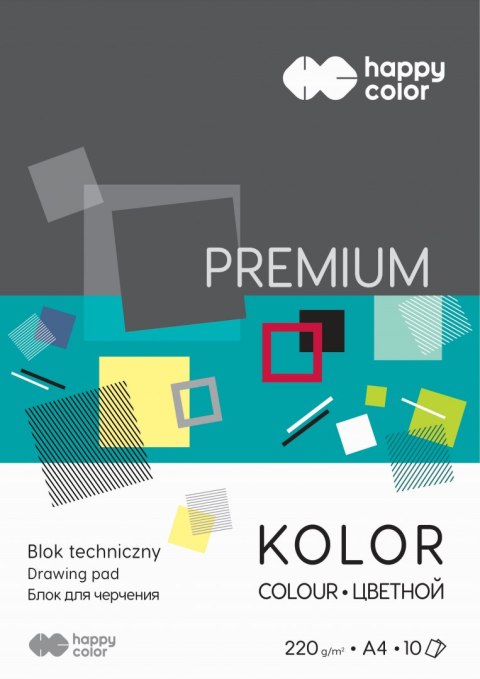 Blok techniczny PREMIUM kolorowy A4, 220g, 10 ark, Happy Color HA 3722 2030-09 Blok techniczny PREMIUM kolorowy A4, 220g, 10 ark, Happy Color HA 3722 2030-09