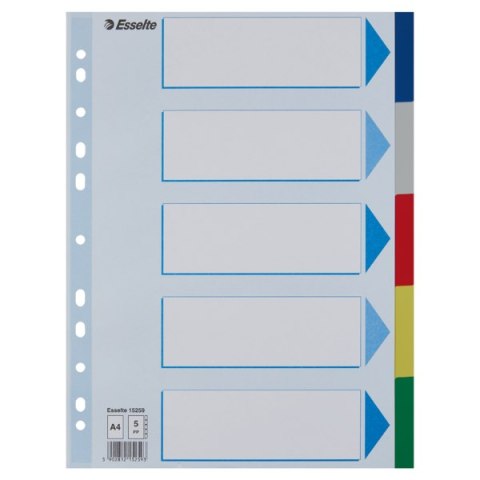 Przekładki plastikowe z PP A4 ESSELTE 5 kart 15259 Przekładki plastikowe z PP A4 ESSELTE 5 kart 15259