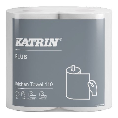Ręczniki kuchenne KATRIN PLUS Kitchen 89673 (2 rolki) białe, 2W, 110 listków, 24metry Ręczniki kuchenne KATRIN PLUS Kitchen 89673 (2 rolki) białe, 2W, 110 listków, 24metry