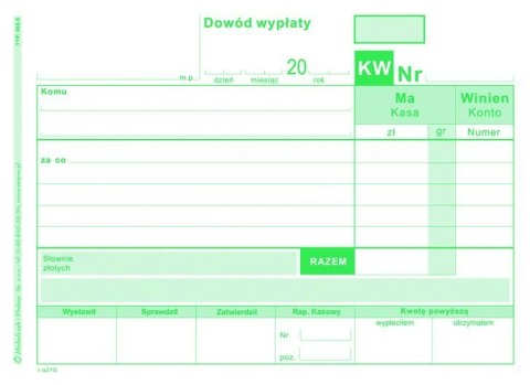 Dowód Wypłaty KW, A6 80 kartek, 10-402-5 DOTTS Dowód Wypłaty KW, A6 80 kartek, 10-402-5 DOTTS