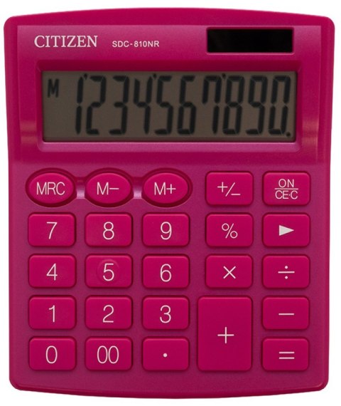 Kalkulator biurowy CITIZEN SDC-810NRPKE, 10-cyfrowy, 127x105mm, różowy Kalkulator biurowy CITIZEN SDC-810NRPKE, 10-cyfrowy, 127x105mm, różowy