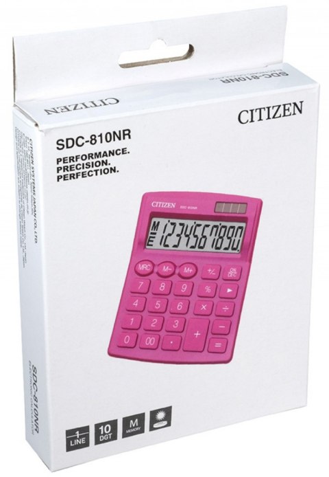 Kalkulator biurowy CITIZEN SDC-810NRPKE, 10-cyfrowy, 127x105mm, różowy Kalkulator biurowy CITIZEN SDC-810NRPKE, 10-cyfrowy, 127x105mm, różowy