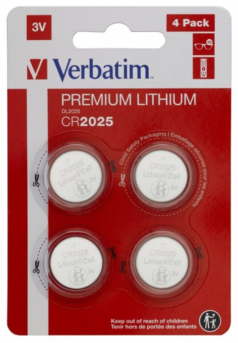 Baterie VERBATIM LITHIUM CR2025 BLISTER 4szt. 49532 Baterie VERBATIM LITHIUM CR2025 BLISTER 4szt. 49532