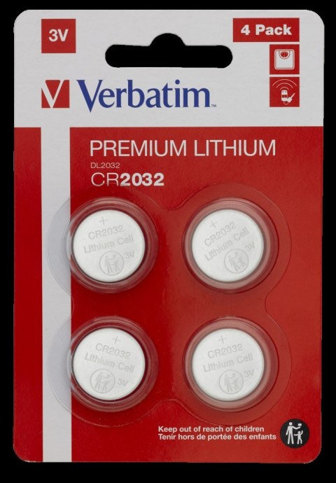 Baterie VERBATIM LITHIUM CR2032 3V BLISTER 4szt. 49533 Baterie VERBATIM LITHIUM CR2032 3V BLISTER 4szt. 49533