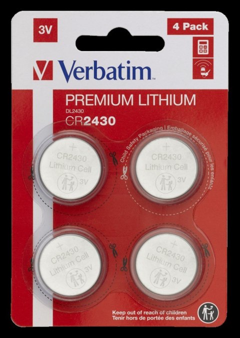 Baterie VERBATIM LITHIUM CR2430 3V BLISTER 4szt. 49534 Baterie VERBATIM LITHIUM CR2430 3V BLISTER 4szt. 49534