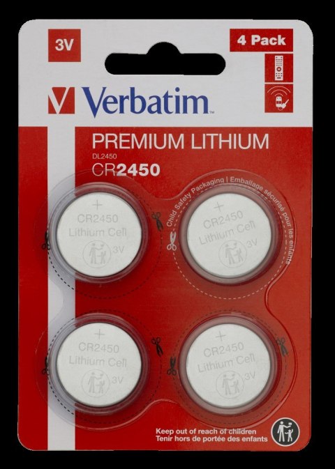 Baterie VERBATIM LITHIUM CR2450 3V BLISTER 4szt. 49535 Baterie VERBATIM LITHIUM CR2450 3V BLISTER 4szt. 49535