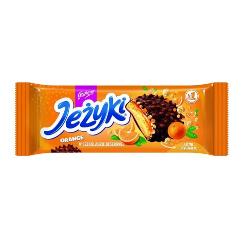 Ciastka JEŻYKI pomarańcza w czekoladzie deserowej 140g Ciastka JEŻYKI pomarańcza w czekoladzie deserowej 140g