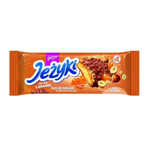 Ciastka JEŻYKI słony karmel w czekoladzie mlecznej 140g Ciastka JEŻYKI słony karmel w czekoladzie mlecznej 140g