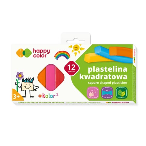 Plastelina szkolna kwadratowa, 12 kolorów, Happy Color HA 2114 K12 Plastelina szkolna kwadratowa, 12 kolorów, Happy Color HA 2114 K12