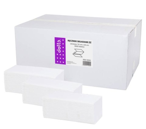 Ręczniki składane ZZ, PREMIUM, 100% celuloza, białe, 2-warstwowe, DOTTS, 21x25cm, 3000 listków Ręczniki składane ZZ, PREMIUM, 100% celuloza, białe, 2-warstwowe, DOTTS, 21x25cm, 3000 listków