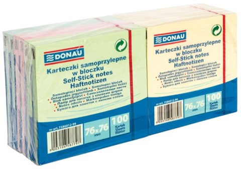 Bloczek samoprzylepny DONAU, 76x76mm, 12x100 kart., mix kolorów Bloczek samoprzylepny DONAU, 76x76mm, 12x100 kart., mix kolorów
