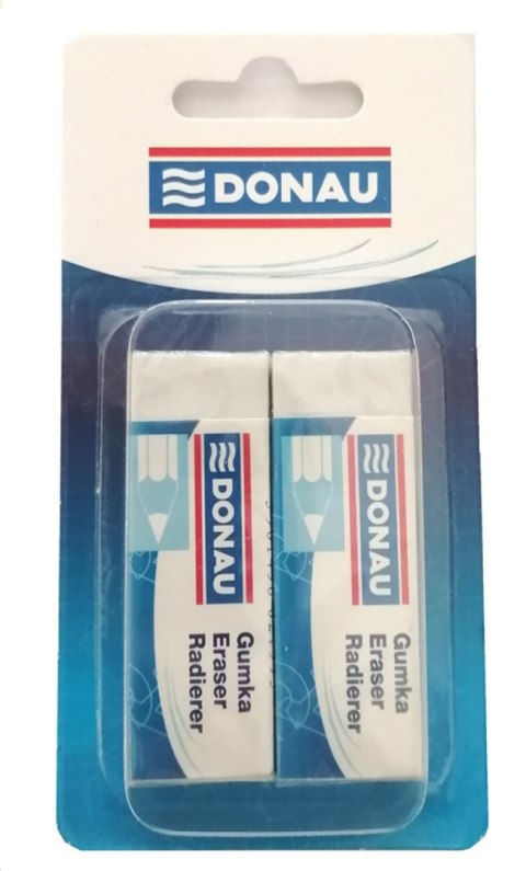 Gumka uniwersalna DONAU, 62x21x11mm, blister - 2szt., biała Gumka uniwersalna DONAU, 62x21x11mm, blister - 2szt., biała