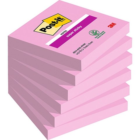 Karteczki samoprzylepne POST-IT® Super Sticky (654-6SS-PO), 76x76mm, 1x90 kartek, różowe Karteczki samoprzylepne POST-IT® Super Sticky (654-6SS-PO), 76x76mm, 1x90 kartek, różowe