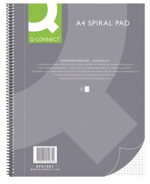 Kołonotatnik Q-CONNECT, A4, w kratkę, 80 kart., 70gsm, perforacja Kołonotatnik Q-CONNECT, A4, w kratkę, 80 kart., 70gsm, perforacja