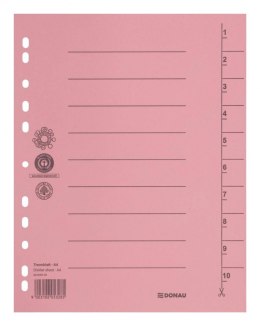 Przekładka DONAU, karton, A4, 235x300mm, 1-10, 1 karta, jasnoróżowa