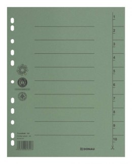 Przekładka DONAU, karton, A4, 235x300mm, 1-10, 1 karta, zielona