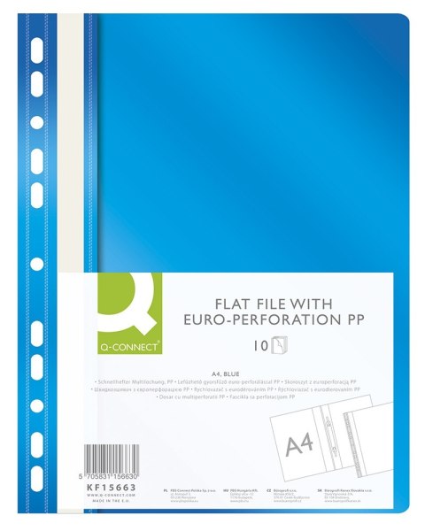 Skoroszyt Q-CONNECT, PP, A4, standard, 120/170mikr., wpinany, niebieski Skoroszyt Q-CONNECT, PP, A4, standard, 120/170mikr., wpinany, niebieski
