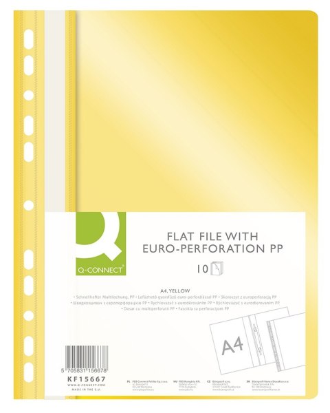 Skoroszyt Q-CONNECT, PP, A4, standard, 120/170mikr., wpinany, żółty Skoroszyt Q-CONNECT, PP, A4, standard, 120/170mikr., wpinany, żółty