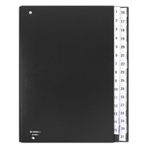 Teczka korespondencyjna DONAU, karton, A4, 1-31, czarna Teczka korespondencyjna DONAU, karton, A4, 1-31, czarna