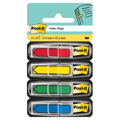 Zakładki indeksujące POST-IT® (684-ARR3), PP, 11,9x43,1mm, strzałka, 4x24 kart., mix kolorów Zakładki indeksujące POST-IT® (684-ARR3), PP, 11,9x43,1mm, strzałka, 4x24 kart., mix kolorów