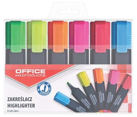 Zakreślacz fluorescencyjny OFFICE PRODUCTS, 1-5mm (linia), 6szt., mix kolorów Zakreślacz fluorescencyjny OFFICE PRODUCTS, 1-5mm (linia), 6szt., mix kolorów