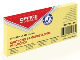 Bloczek samoprzylepny OFFICE PRODUCTS, 38x51mm, 1x100 kart., pastel, jasnożółty
