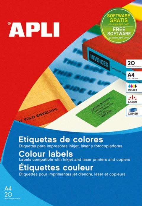 Etykiety kolorowe APLI, 210x297mm, prostokątne, niebieskie, 20 ark. Etykiety kolorowe APLI, 210x297mm, prostokątne, niebieskie, 20 ark.