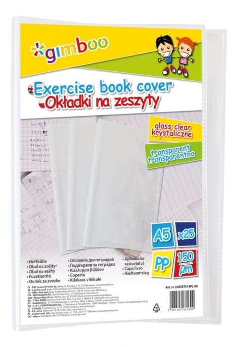 Okładka na zeszyt GIMBOO, krystaliczna, A5, 150mikr., transparentna Okładka na zeszyt GIMBOO, krystaliczna, A5, 150mikr., transparentna