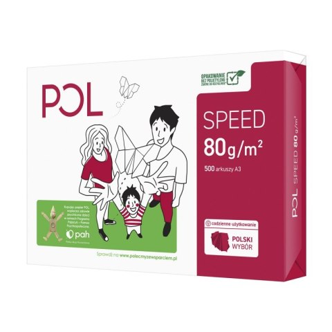 Papier ksero POL SPEED, A3, klasa C, 153CIE, 80gsm, 500ark. Papier ksero POL SPEED, A3, klasa C, 153CIE, 80gsm, 500ark.